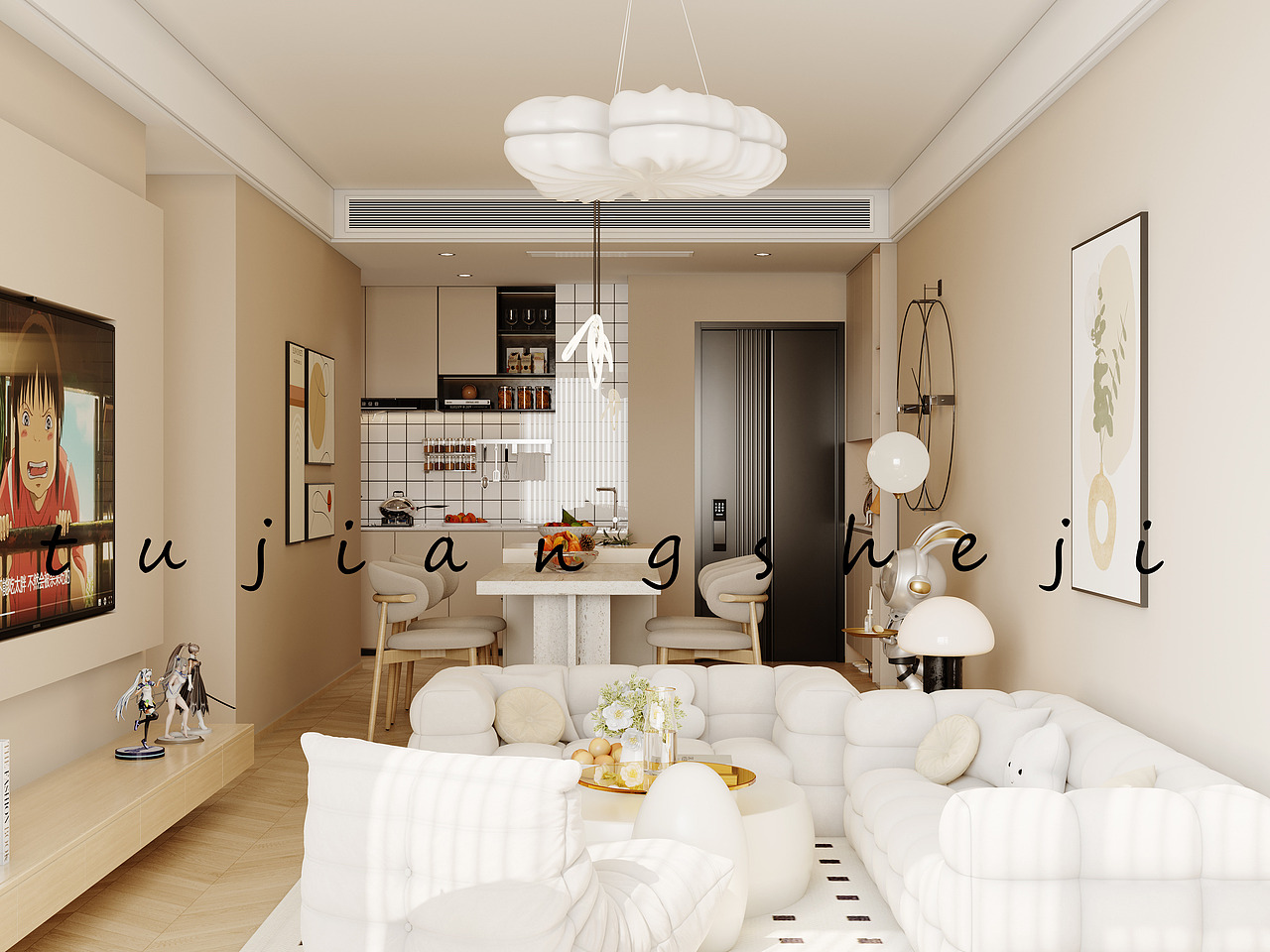 现代奶油风，以简单的设计，打造格调的生活（图ZMzczOTM0MTM2） - 家装设计 - 站酷设计师甜甜设计2原创素材 - 站酷ZCOOL