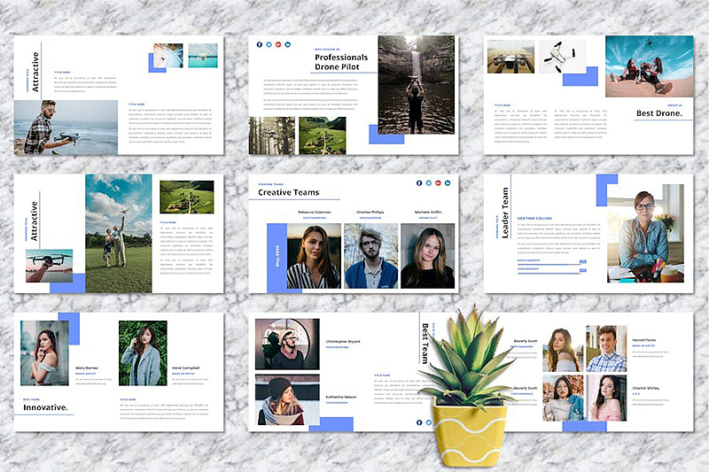 无人机摄影介绍宣传研发国外keynote模板5种配色