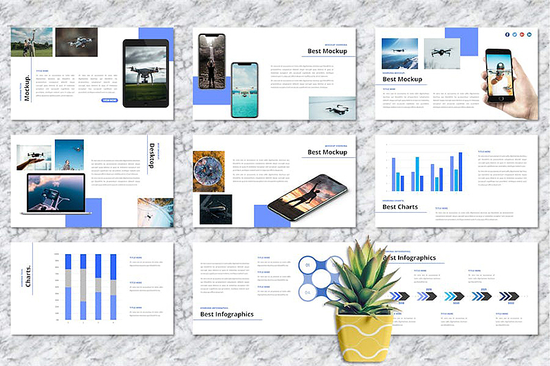 无人机摄影介绍宣传研发国外keynote模板5种配色