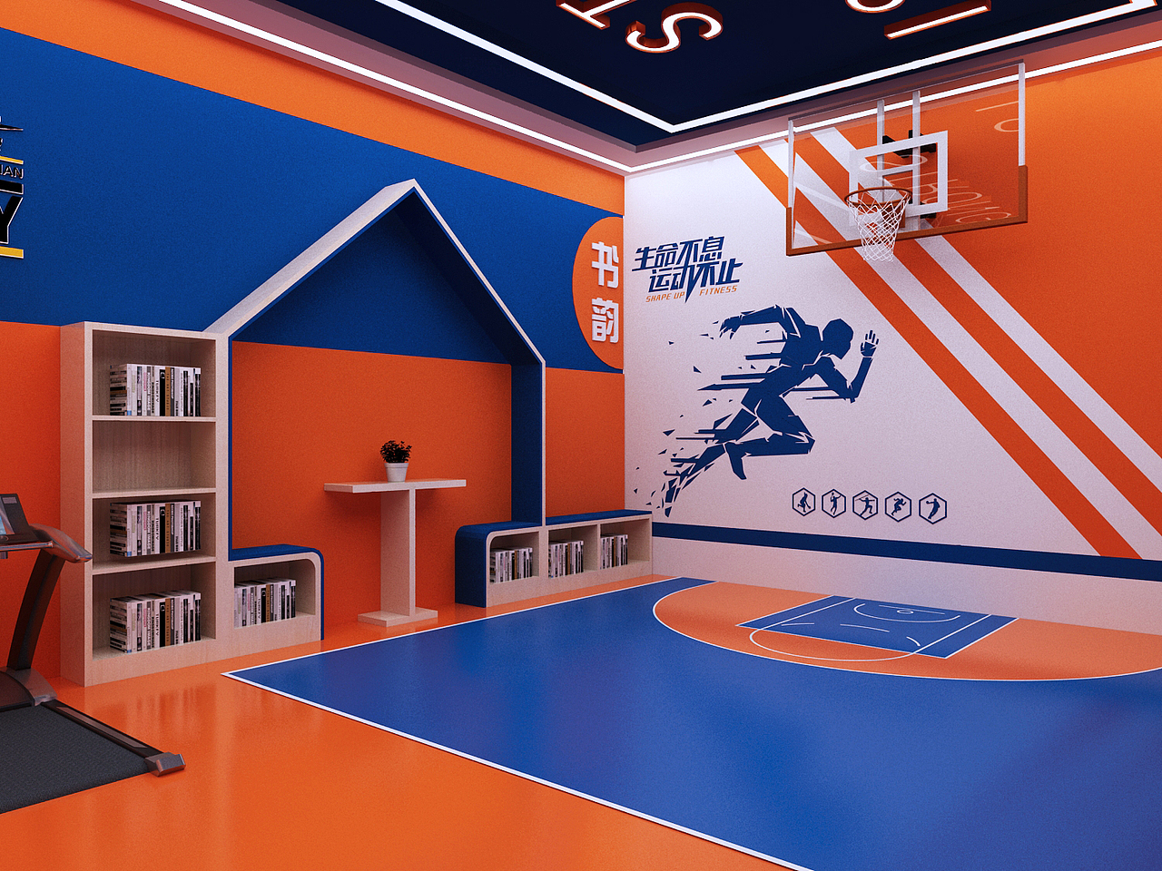 篮球娱乐室设计3D效果图