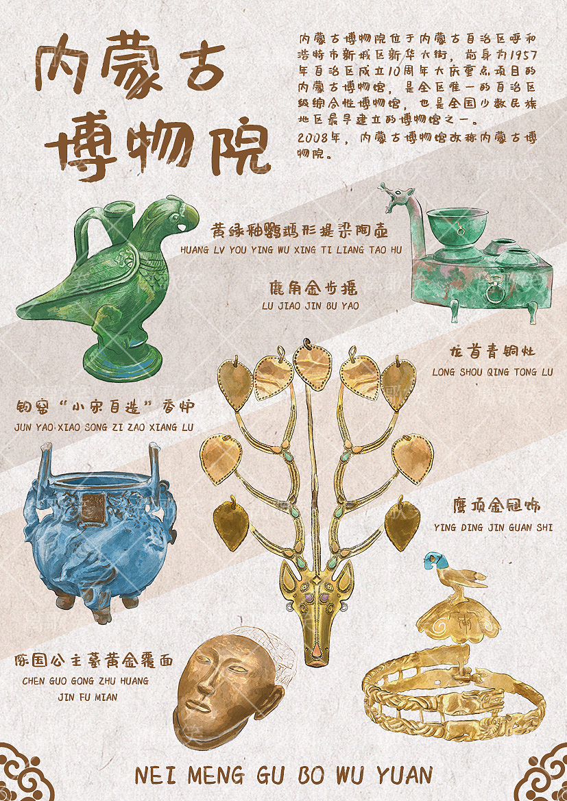 内蒙古博物院｜文物插画（图ZMzczOTY1MDQ0） - 商业插画 - 站酷设计师离歌笑z原创素材 - 站酷ZCOOL