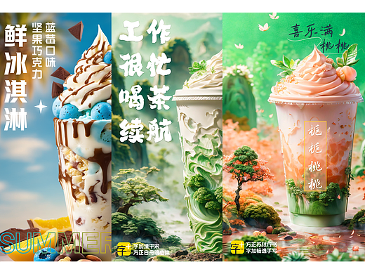 字+AI 海报创意——茶饮