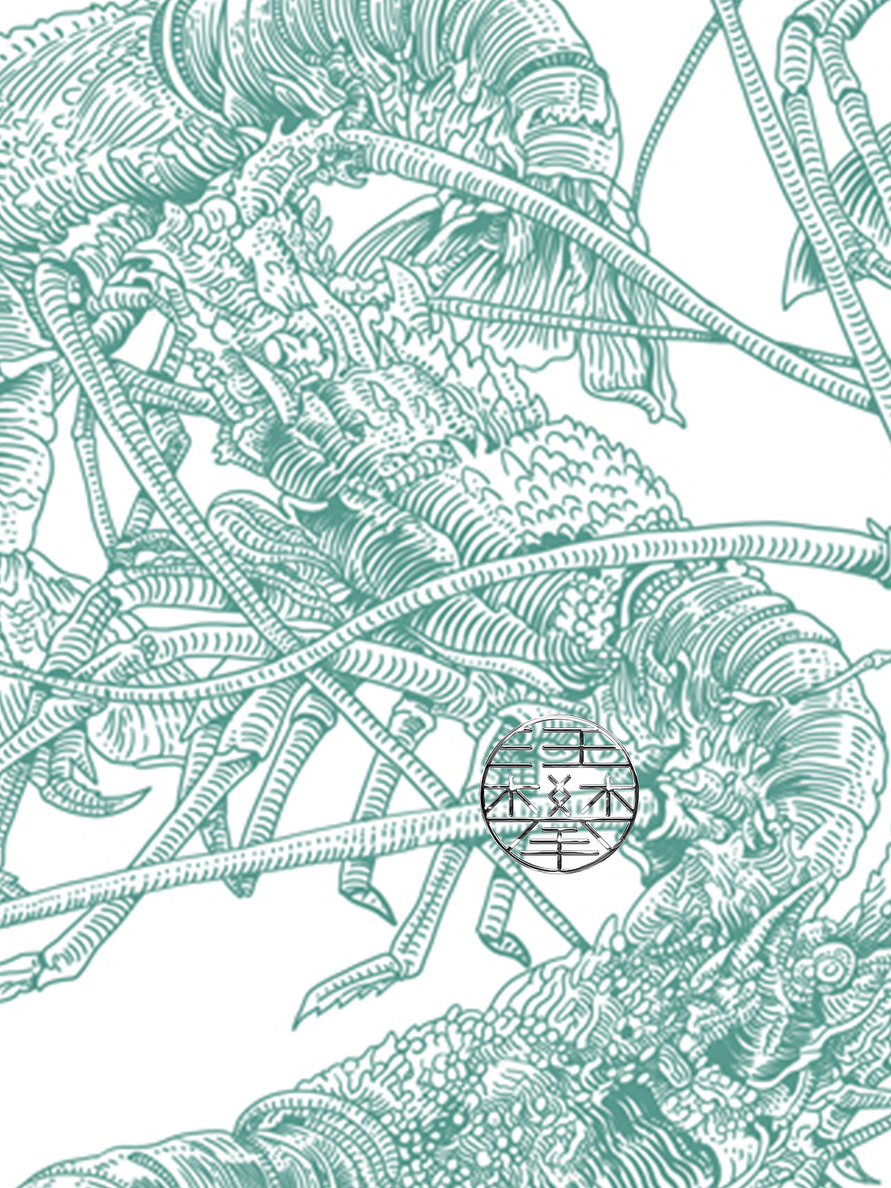 龙虾/带鱼/鸡版画,农产品包装插画设计