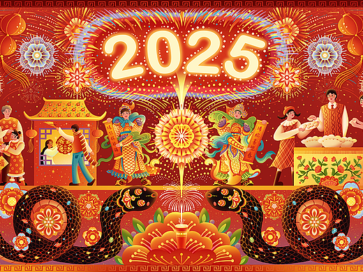 2025蛇年新年KV插画