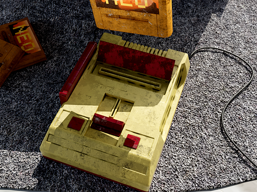 脏旧游戏机写实风场景