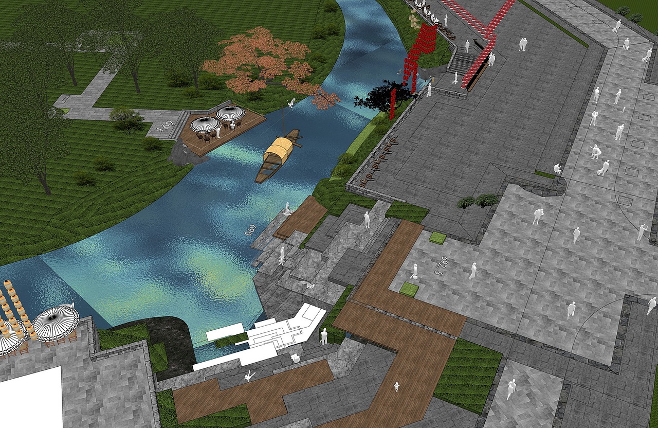 融创青城溪村滨水商业街景观SU模型下载（图ZMzc0MDc2MDg0） - 景观设计 - 站酷设计师素模网原创素材 - 站酷ZCOOL