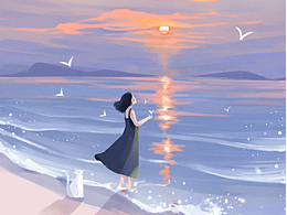 夏日治愈系插画