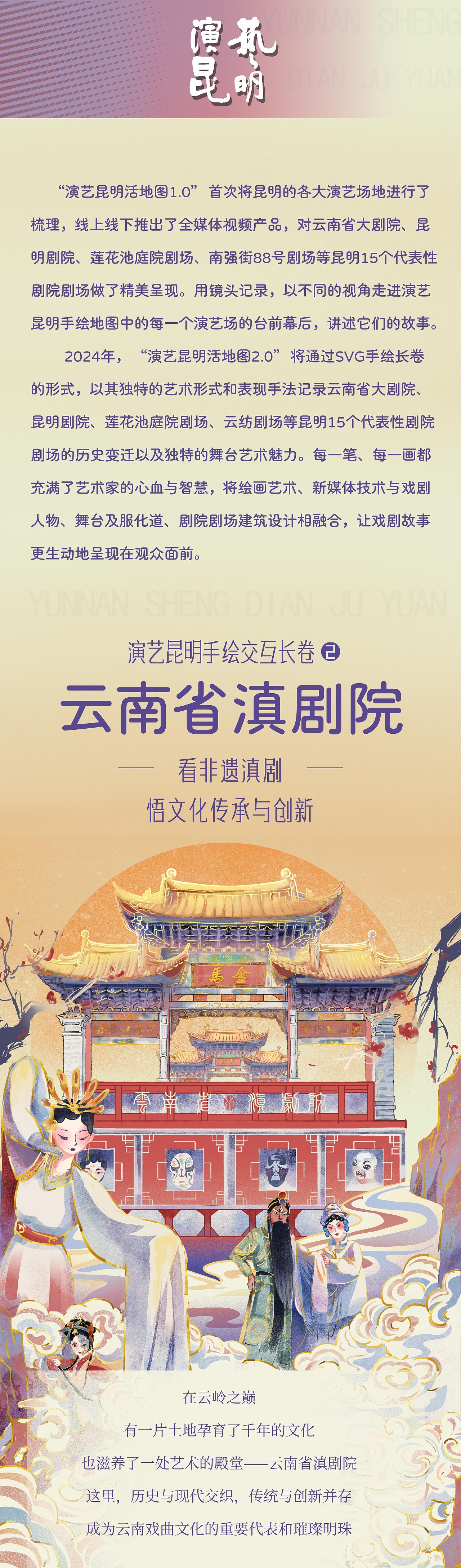 演艺昆明活地图2.0——水彩风格戏曲插画长卷