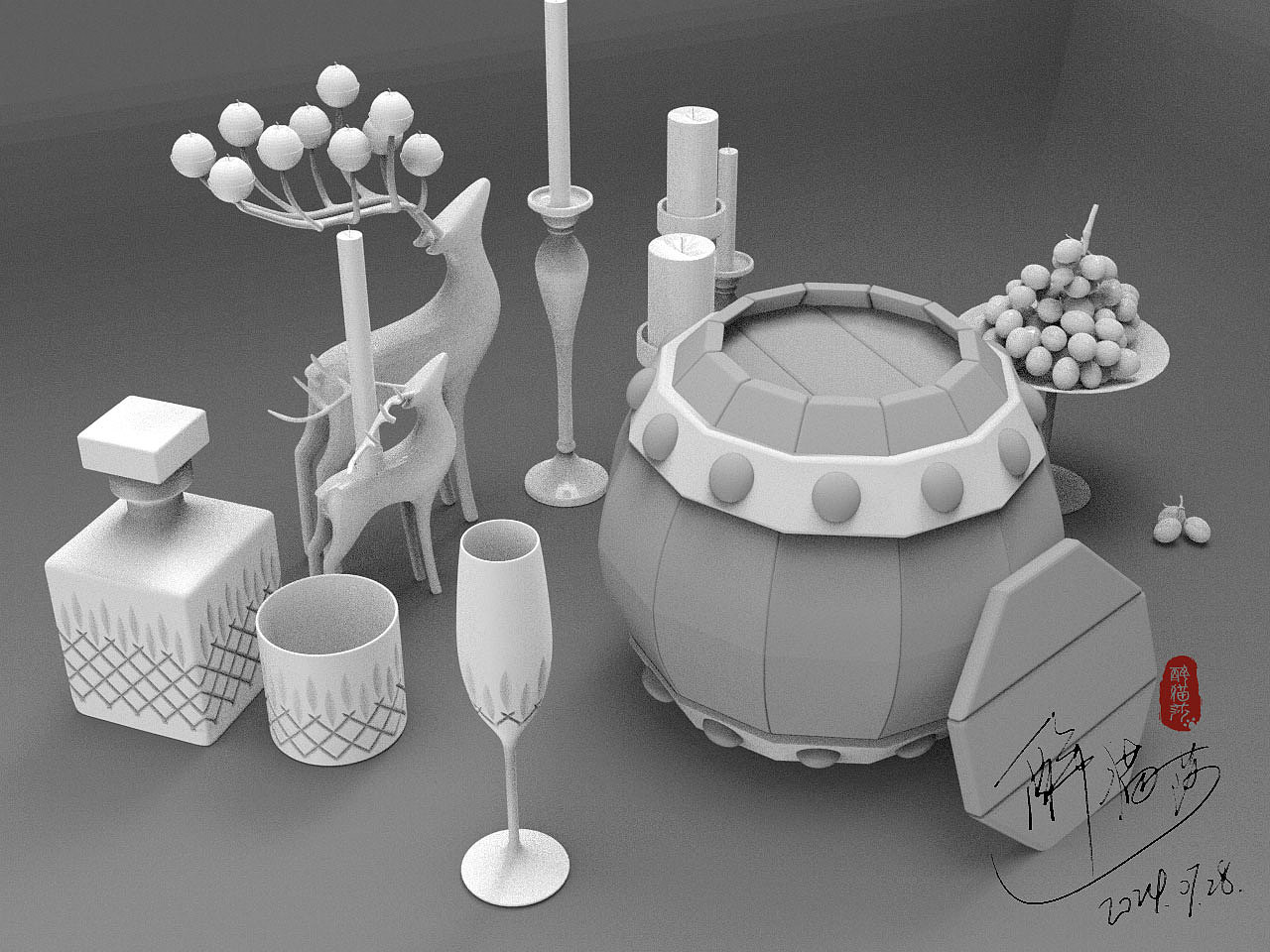 酒桶blender建模3D渲染作品（图ZMzc0MTM2MTMy） - 手办/模玩 - 站酷设计师醉白匸原创素材 - 站酷ZCOOL