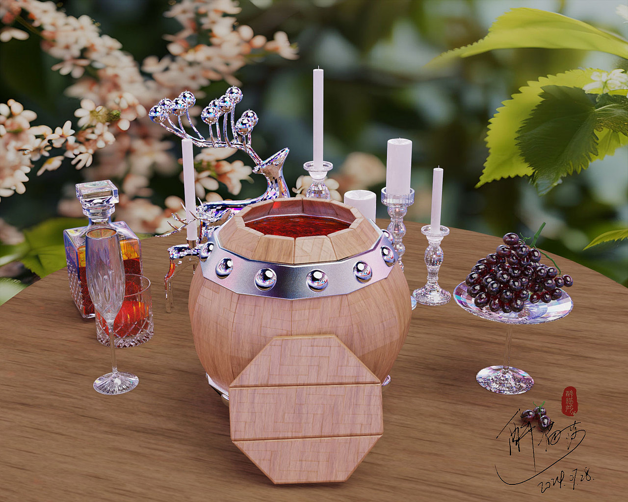 酒桶blender建模3D渲染作品（图ZMzc0MTM2MzM2） - 手办/模玩 - 站酷设计师醉白匸原创素材 - 站酷ZCOOL