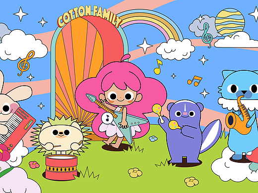 明信片品牌IP设计COTTON FAMILY（个人主页-ZNjkxODIzMTY=） - IP形象 - 站酷设计师XBay卷卷羊原创素材 - 站酷ZCOOL