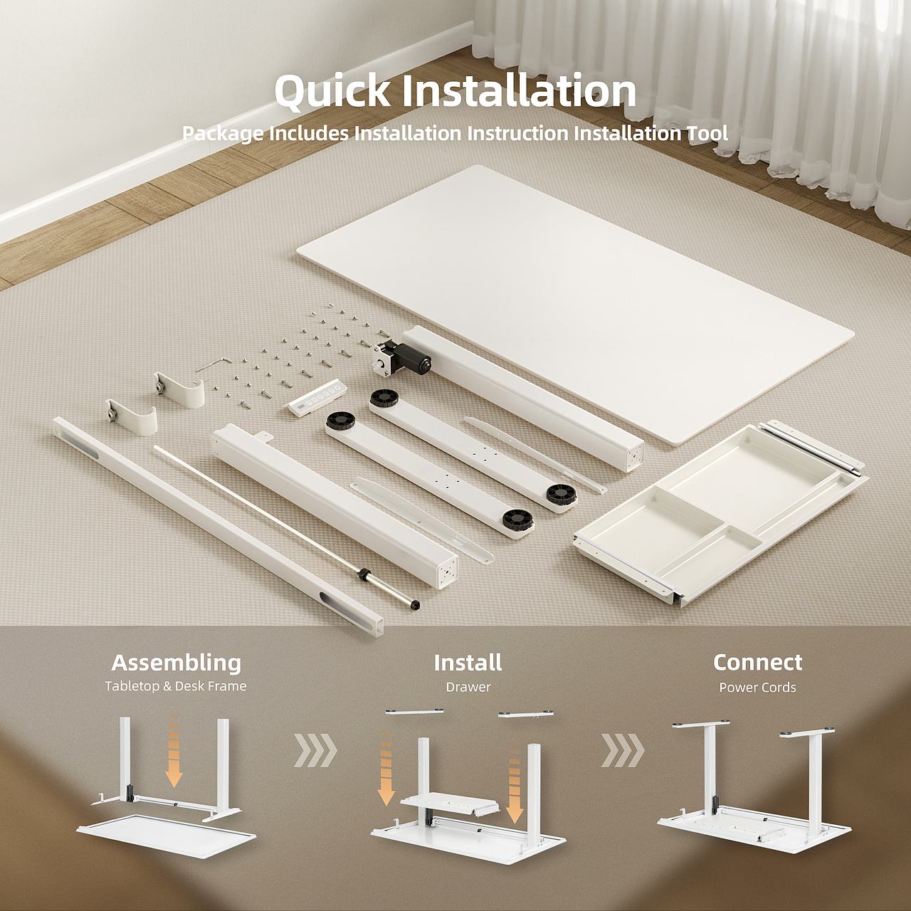 Amazon | INNOVAR 磨砂玻璃电动升降桌