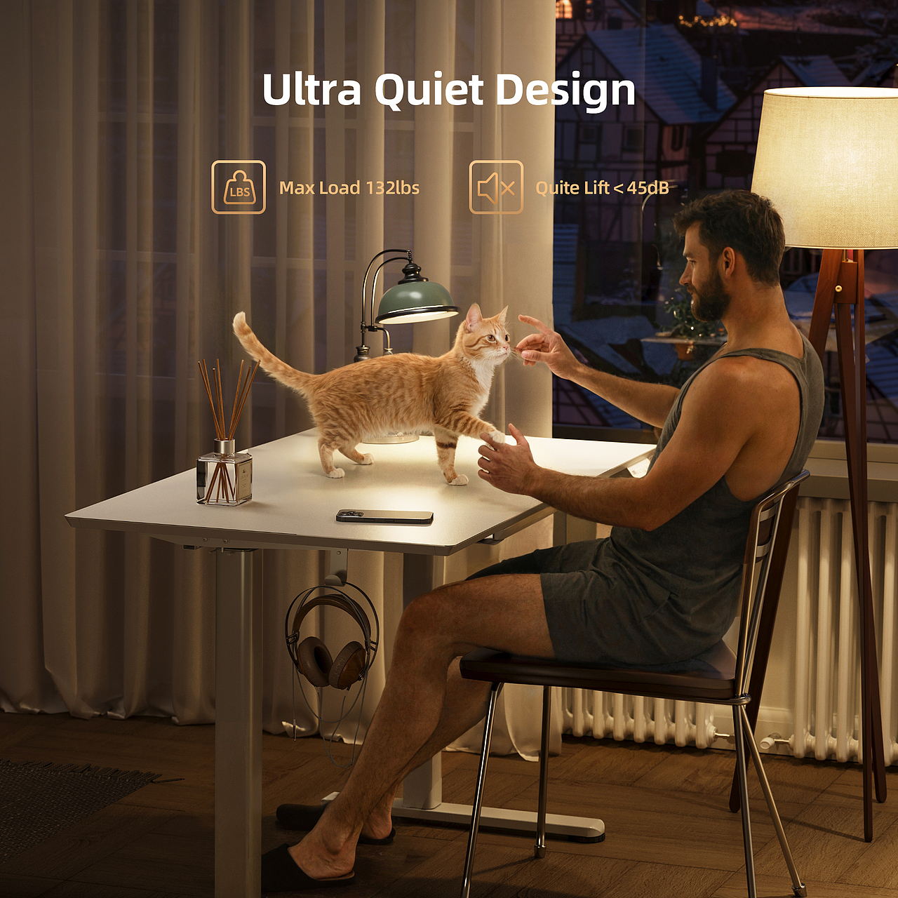 Amazon | INNOVAR 磨砂玻璃电动升降桌