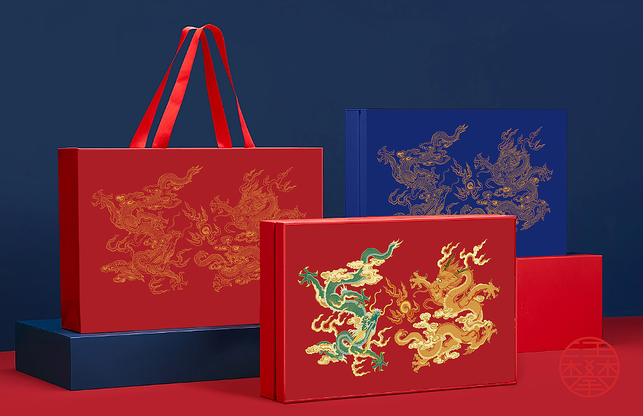 九龙争霸/龙年国潮插画包装设计（图ZMzc0MTk3NzY0） - 商业插画 - 站酷设计师鲲鹏设计插画汪攀原创素材 - 站酷ZCOOL