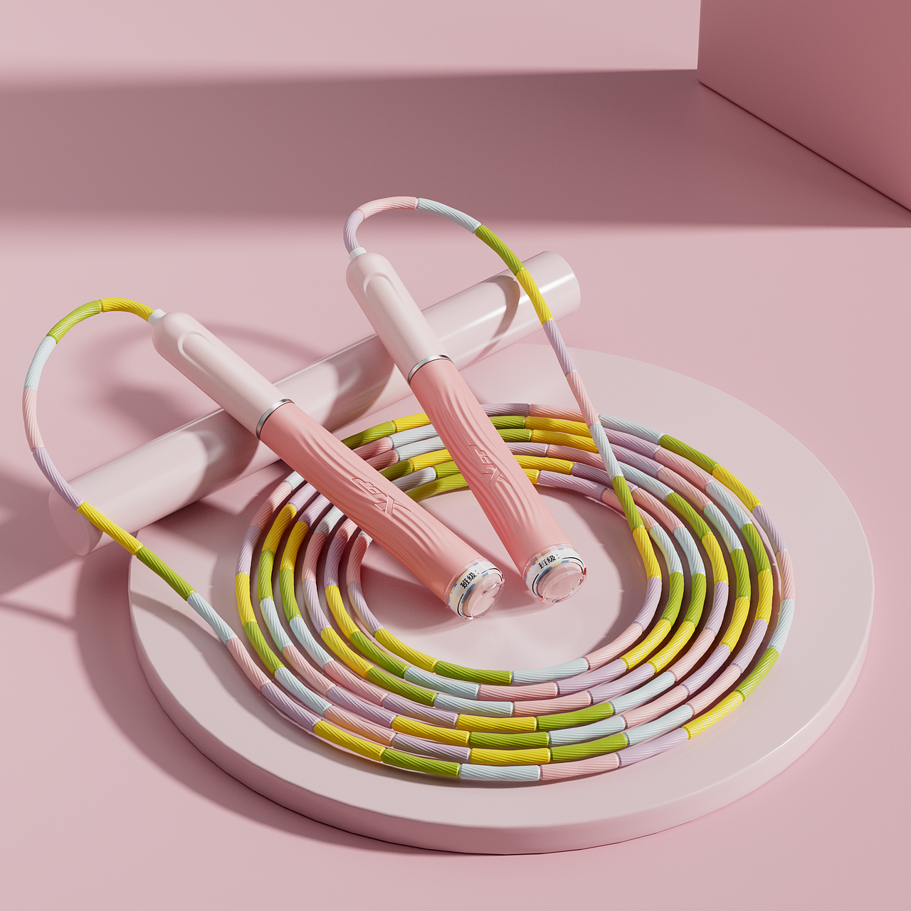 一款粉粉的竹节跳绳