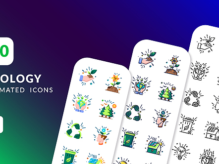 PR模板|简洁动态生态动画图标展示片头开场