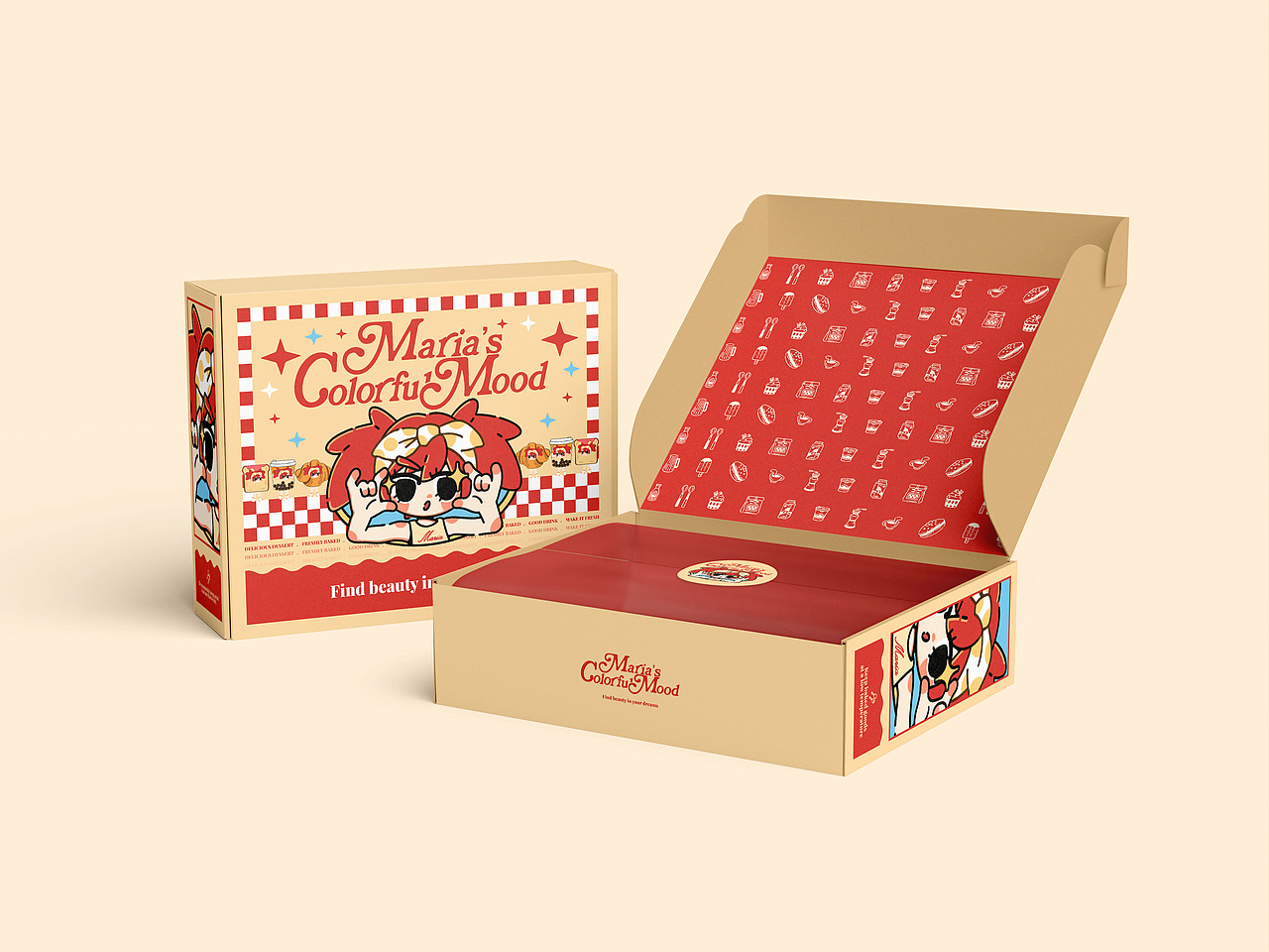Maria's Colorful Mood烘培甜品饮品包装及物料设计（图ZMzc0MjIzNDA0） - 包装 - 站酷设计师啊Jo真的很懒原创素材 - 站酷ZCOOL