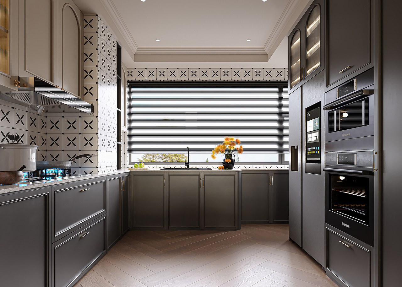 法式复古风客餐厅效果图表现