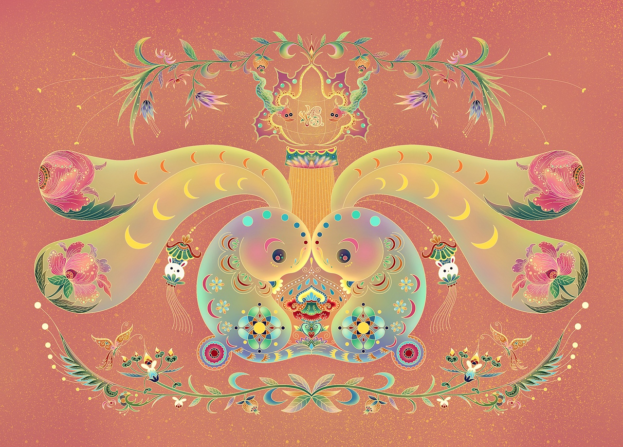 双兔纳福（图ZMzc0MjkzMDE2） - 海报 - 站酷设计师爱画插画的格格格原创素材 - 站酷ZCOOL