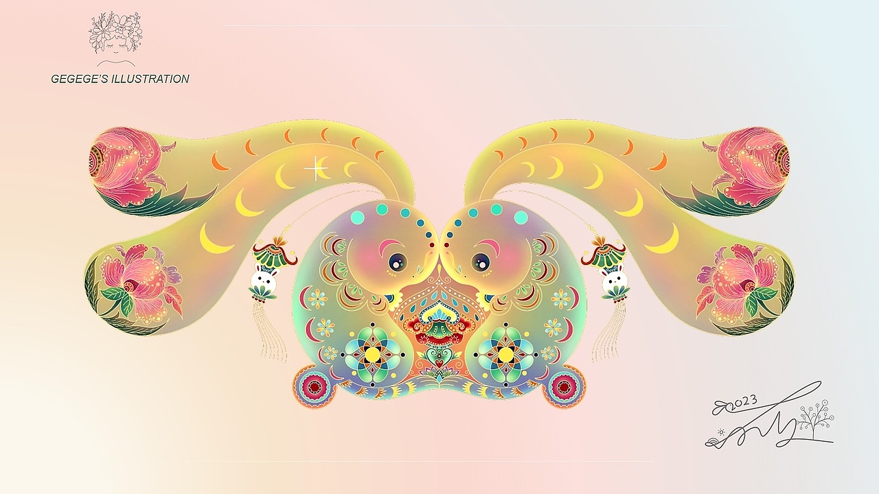 双兔纳福（图ZMzc0MjkzMDI4） - 海报 - 站酷设计师爱画插画的格格格原创素材 - 站酷ZCOOL