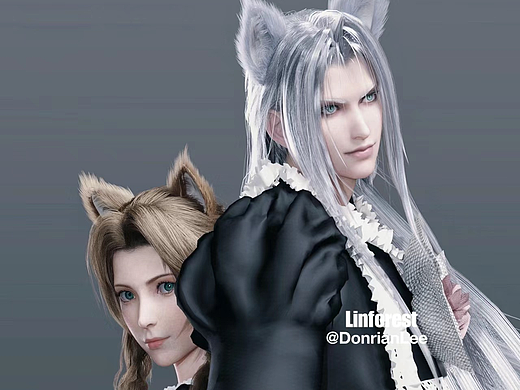 【3D建模渲染】最终幻想7 萨菲罗斯X爱丽丝 女仆装