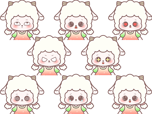 超可爱西瓜小羊绵绵P形象设计—可授权