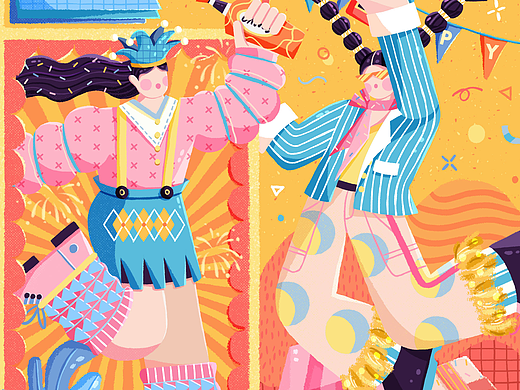 扁平风糖酒会插画