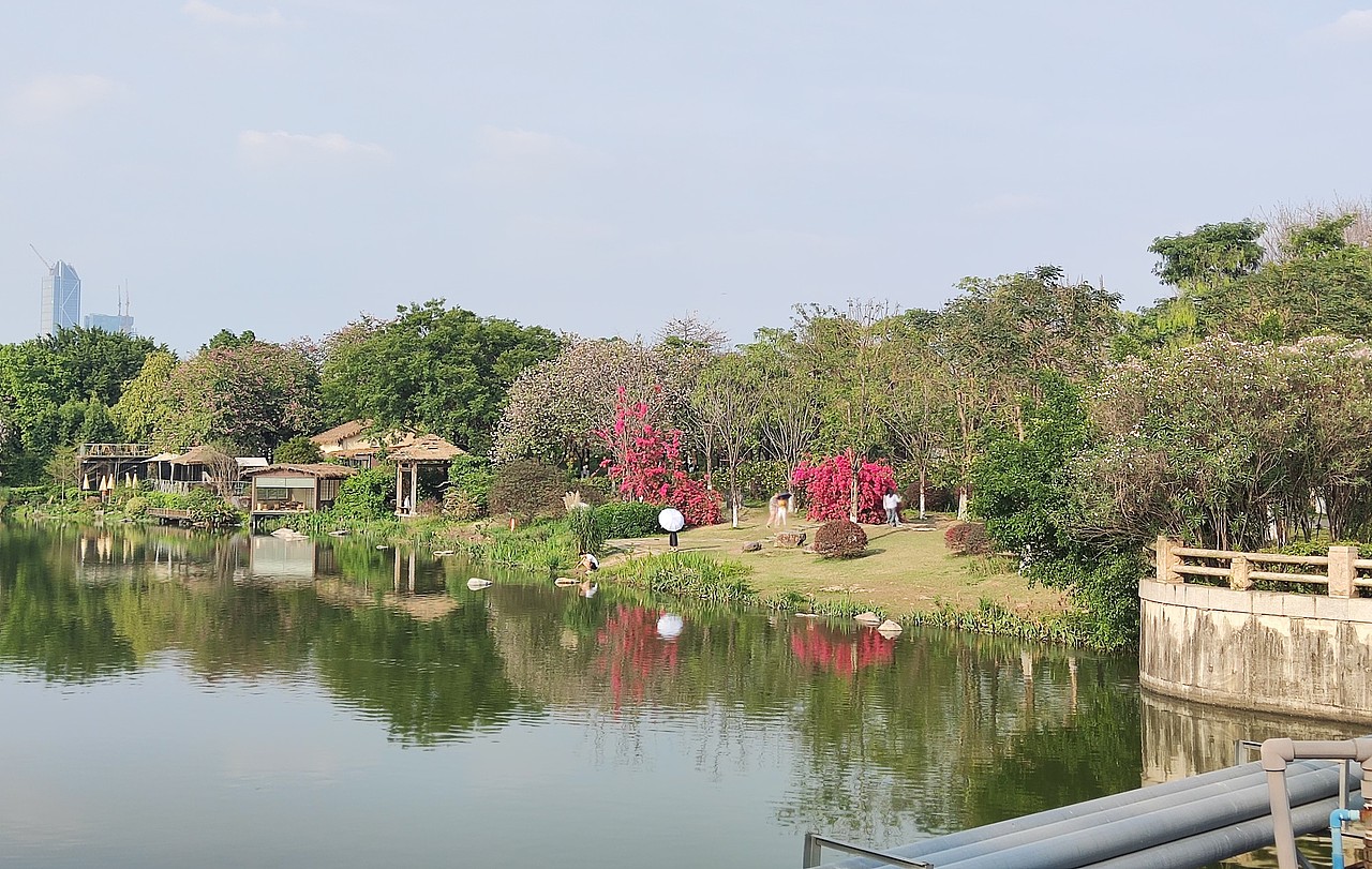 A3手绘|下午的湖边景色
