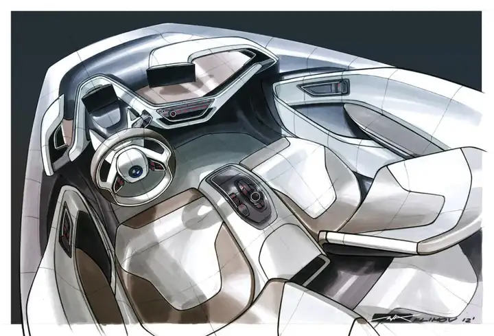 欣赏 | 100张汽车内饰设计草图!