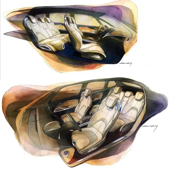欣赏 | 100张汽车内饰设计草图!