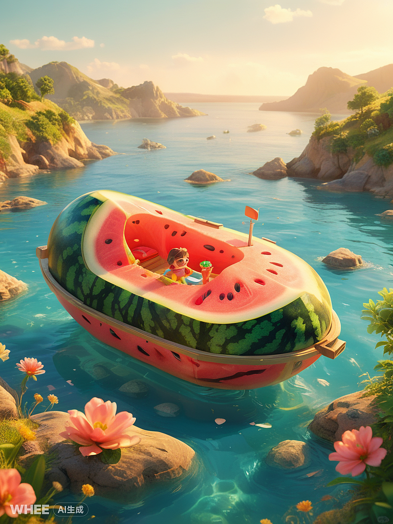 夏日西瓜船（图ZMzc0MzM3NDU2） - 儿童插画 - 站酷设计师Nicolezeng666原创素材 - 站酷ZCOOL
