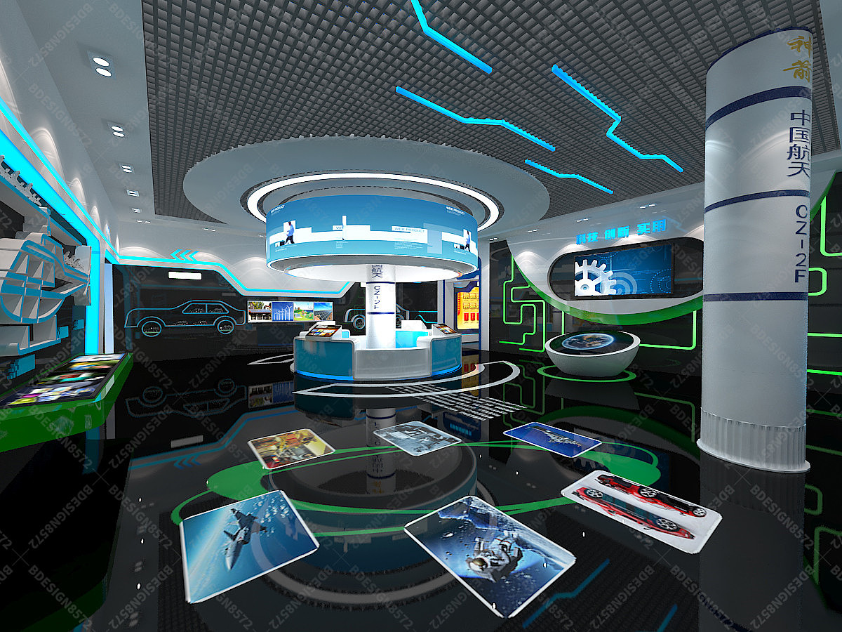 学校科技楼展厅,教室航天模型展厅,学校陈列室设计