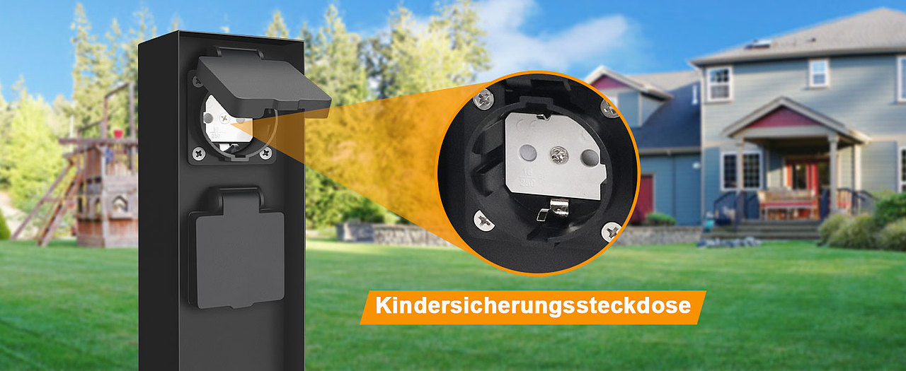 2Fach Garten Steckdosensaule