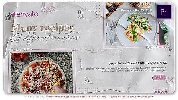 PR模板|时尚可爱纸质菜单美食探店节目拍摄剪辑动画