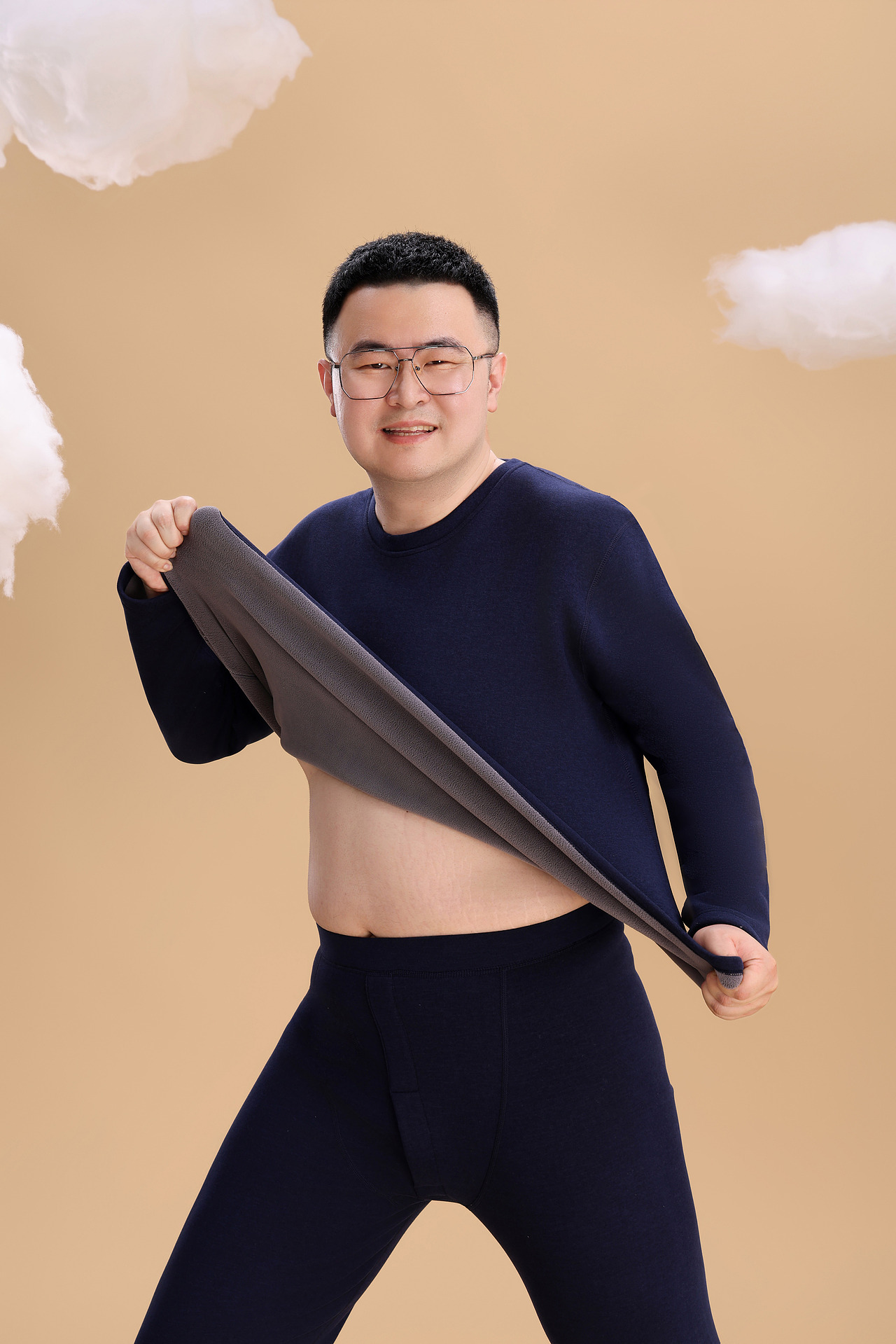 大码男模保暖内衣/秋冬款保暖拍摄/电商摄影/家居服