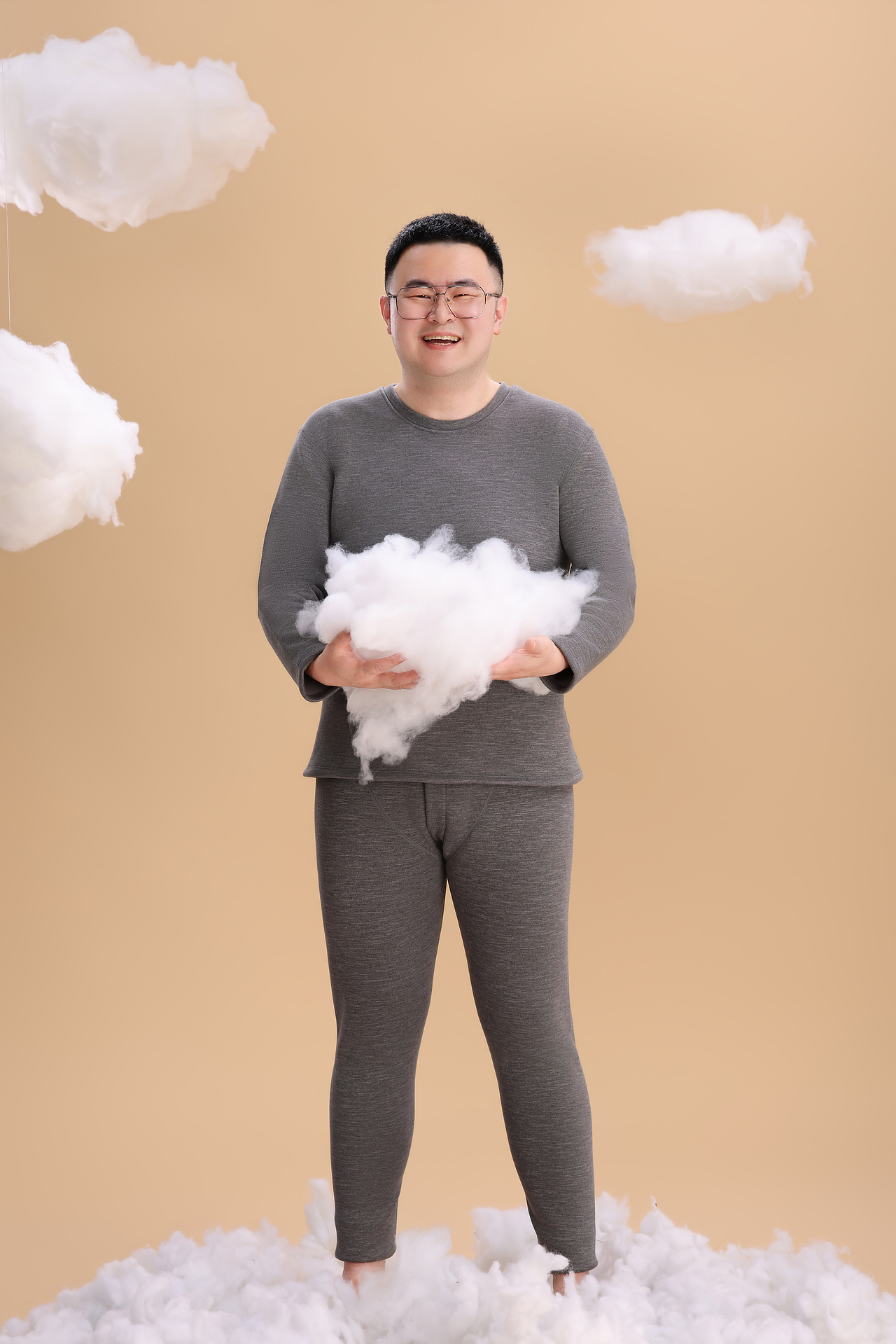 大码男模保暖内衣/秋冬款保暖拍摄/电商摄影/家居服