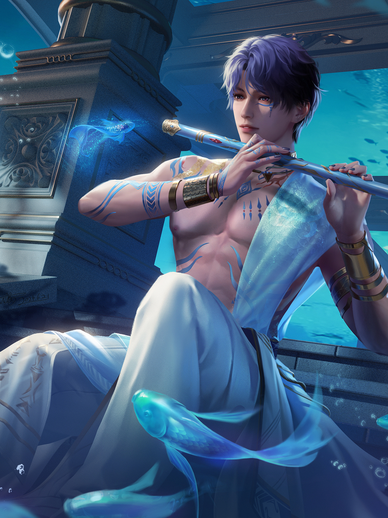 恋与深空丨祁煜丨潮汐之神（图ZMzc0NDM0OTQ0） - 创作习作 - 站酷设计师丶小满原创素材 - 站酷ZCOOL