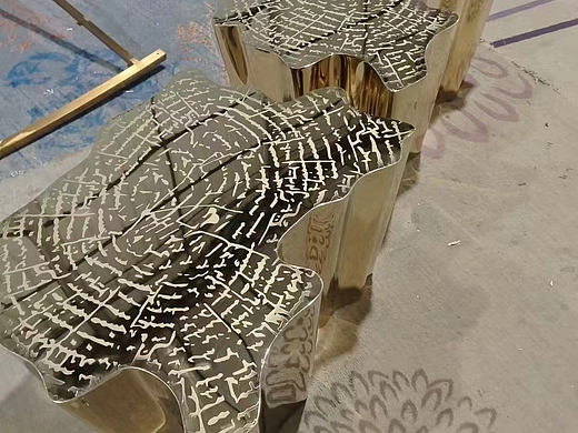 不锈钢树桩茶几 不锈钢茶几定制