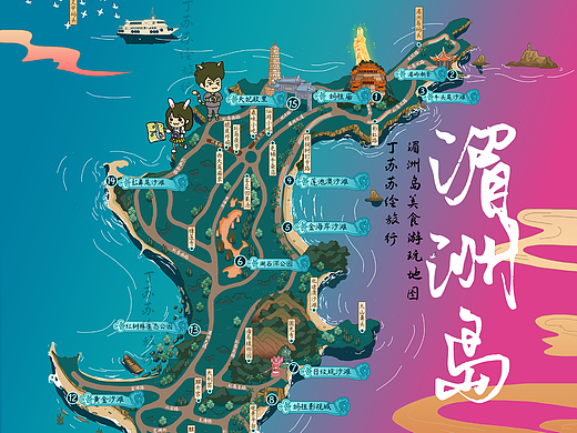 灵感梦中情岛！用心看莆田妈祖文化【湄洲岛手绘地图】