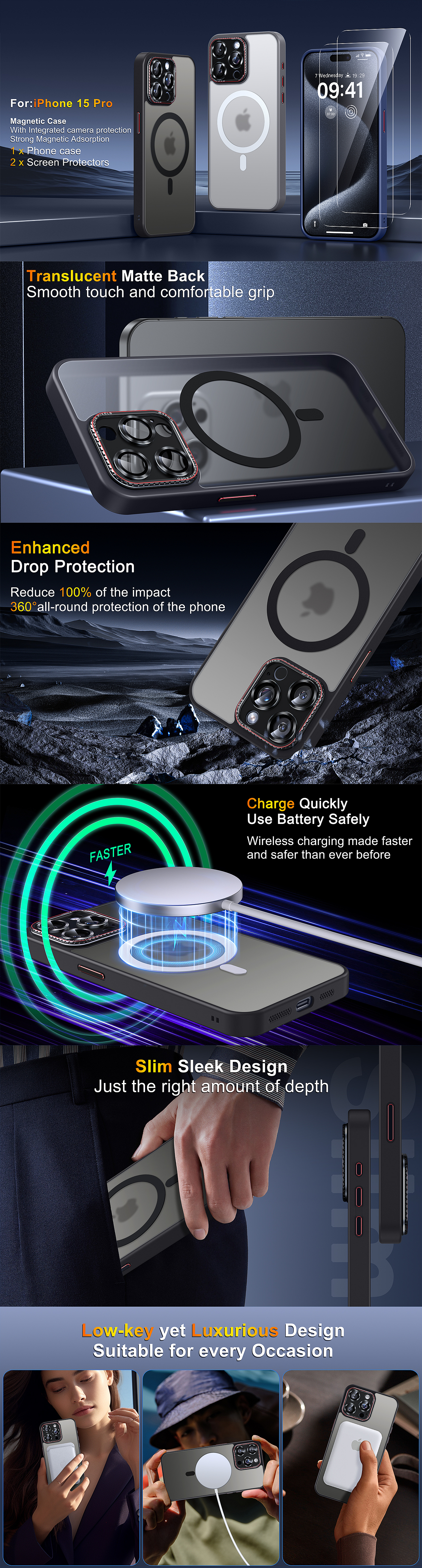 亚马逊-苹果15Pro磨砂透明壳主图A+渲染（图ZMzc0NTE2ODIw） - 电商 - 站酷设计师a林子原创素材 - 站酷ZCOOL