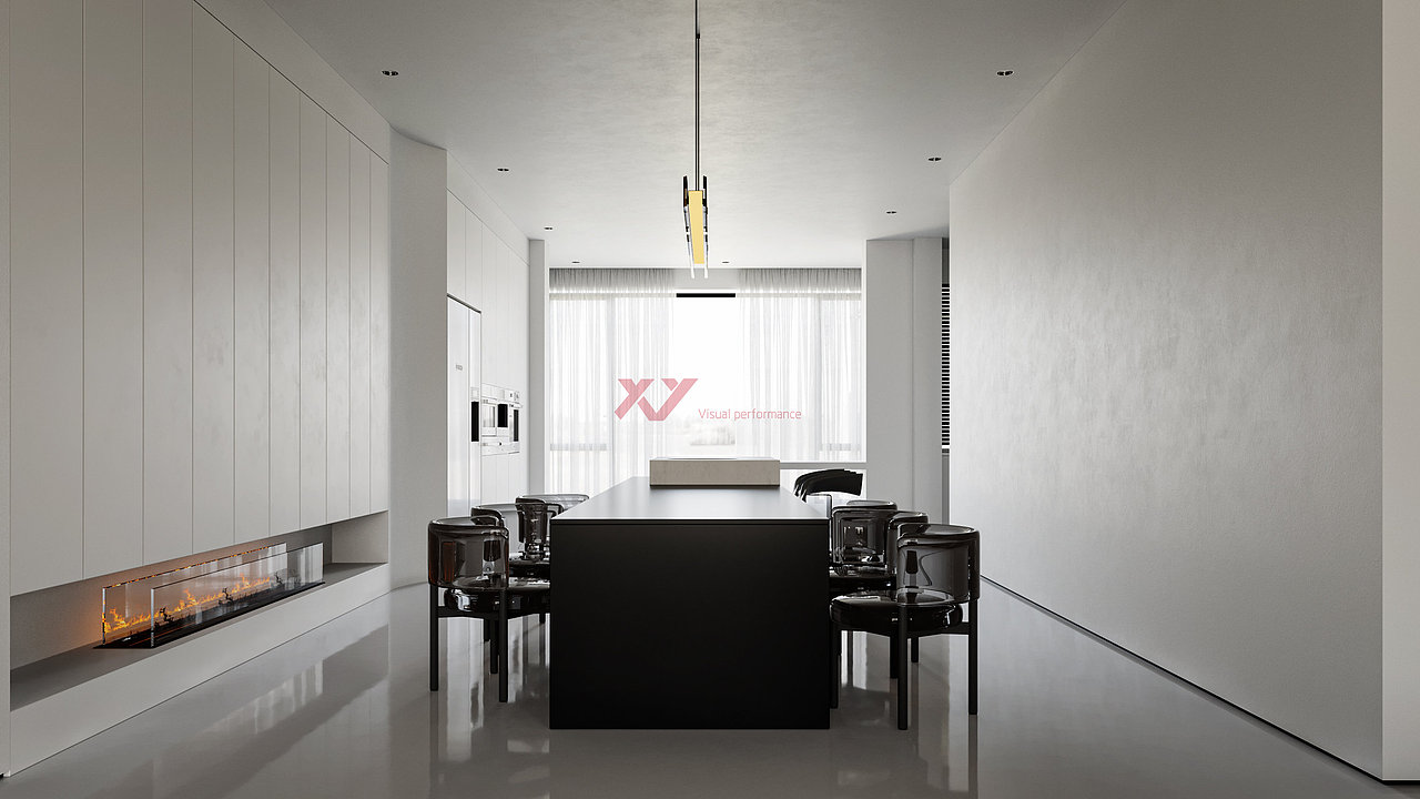 家装/现代黑百灰设计效果图表现