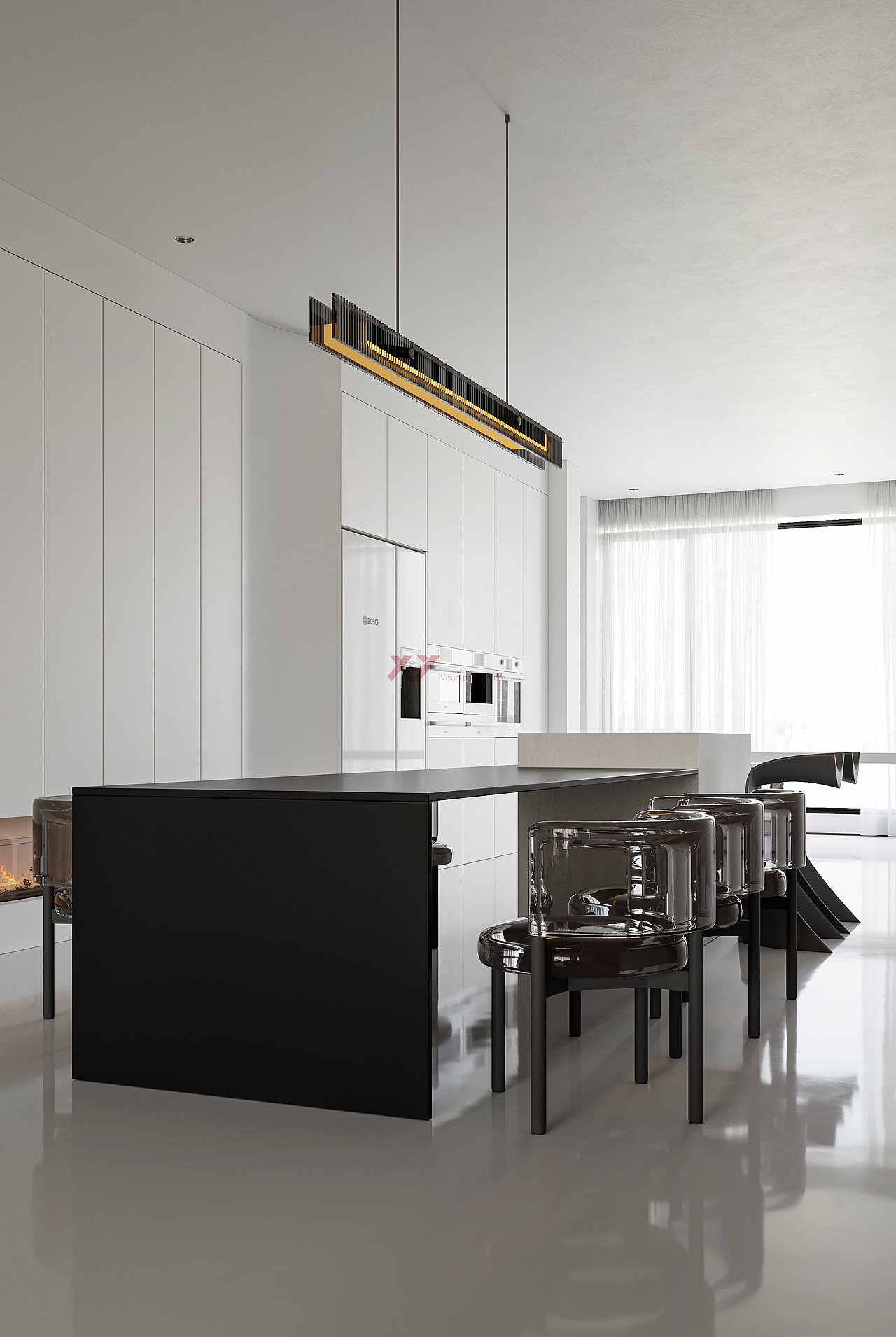 家装/现代黑百灰设计效果图表现