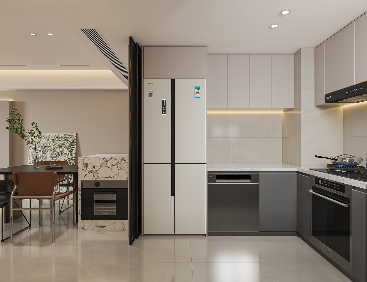 现代风格客餐厅厨房