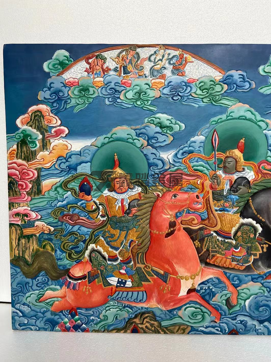 藏式唐卡彩绘金属浮雕 金属锻铜艺术壁画定制