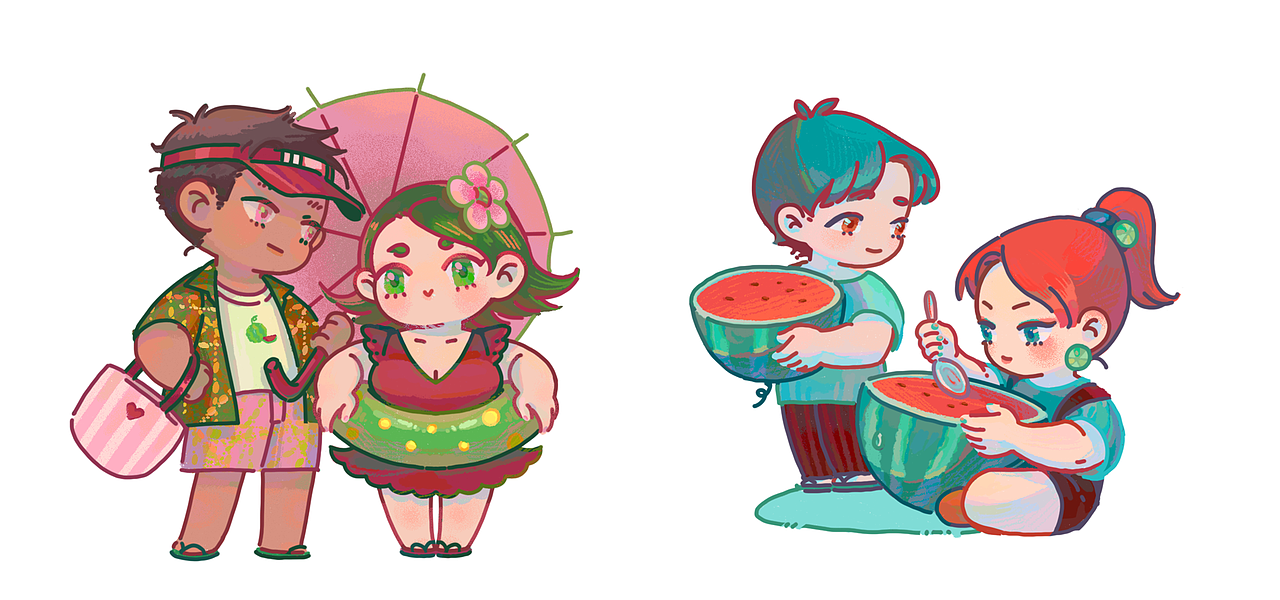 夏日炎炎，一起贴贴！（图ZMzc0NTg2NTUy） - 创作习作 - 站酷设计师BB笔芯原创素材 - 站酷ZCOOL