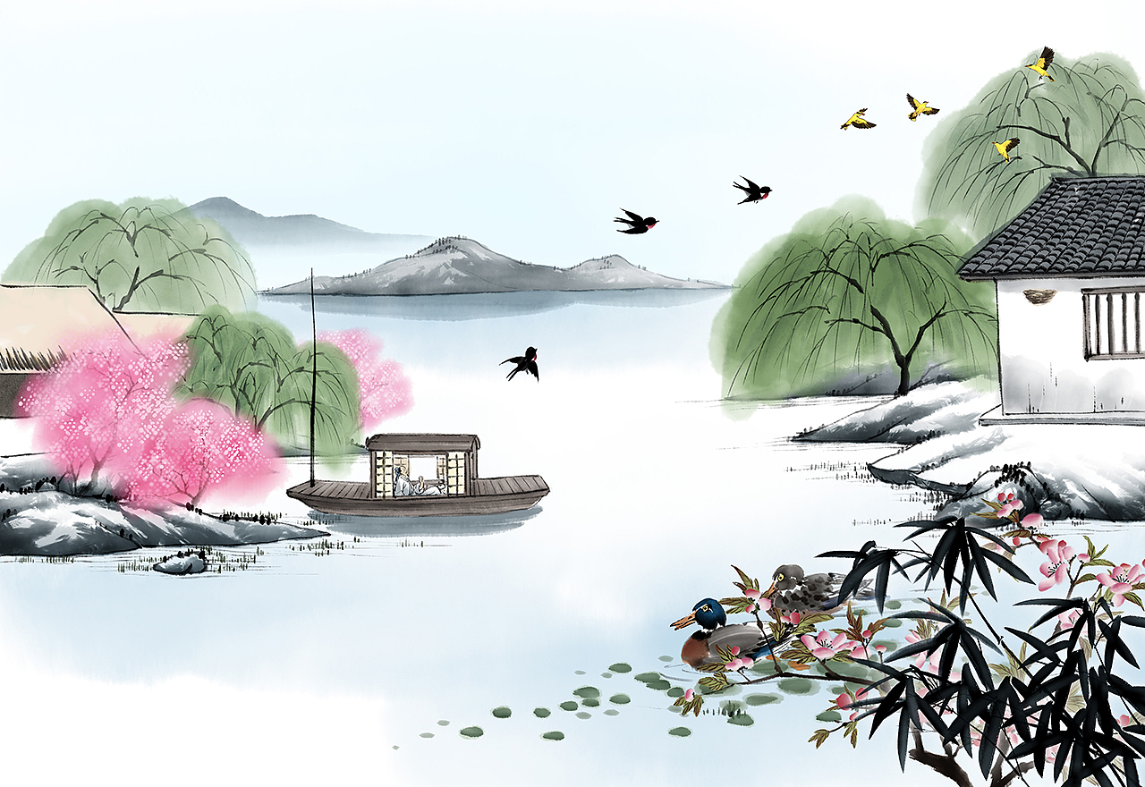 飞花令-水墨古诗配图（一）（图ZMzc0NTg4NzUy） - 儿童插画 - 站酷设计师中国风动画原创素材 - 站酷ZCOOL