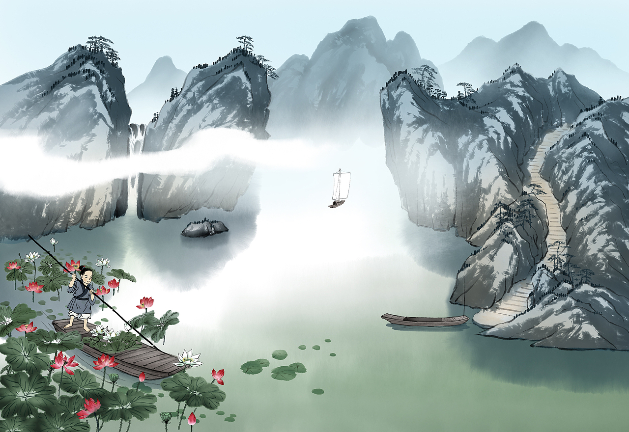飞花令-水墨古诗配图（四）（图ZMzc0NTk0NzM2） - 短篇/格漫 - 站酷设计师中国风动画原创素材 - 站酷ZCOOL