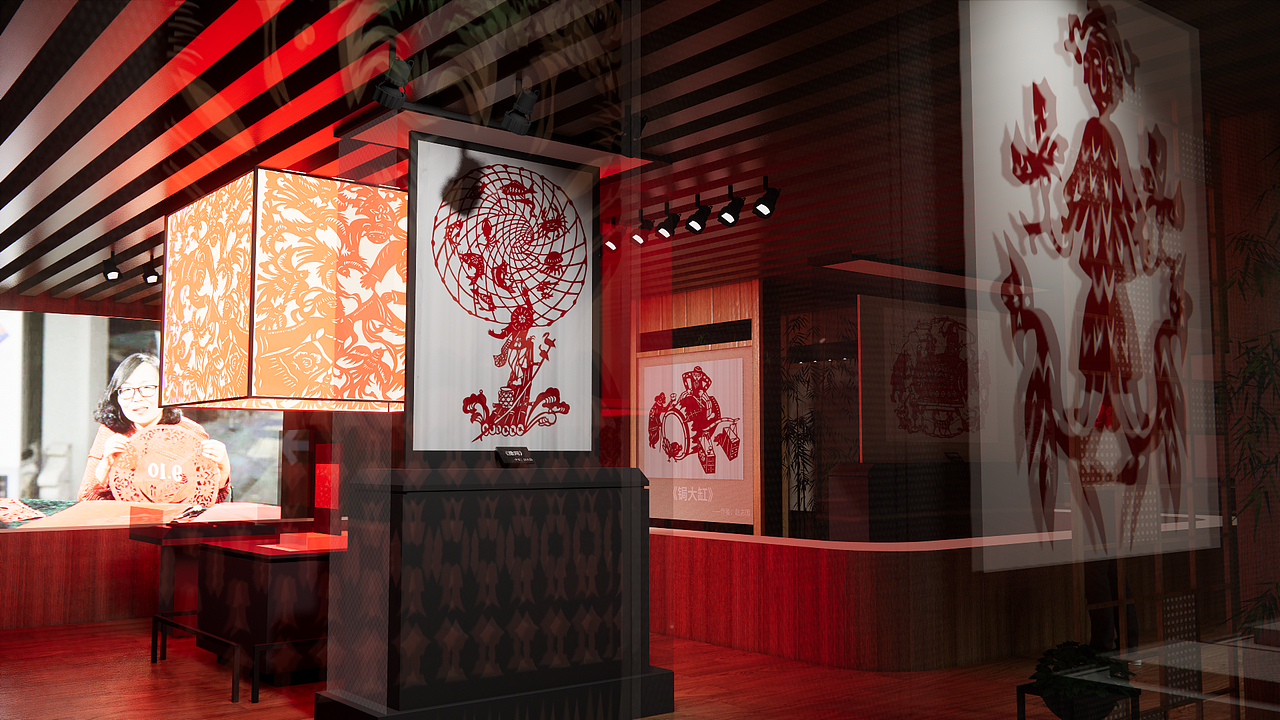 SU建模丨非遗展厅——“纸上生花”锦州剪纸概念展厅