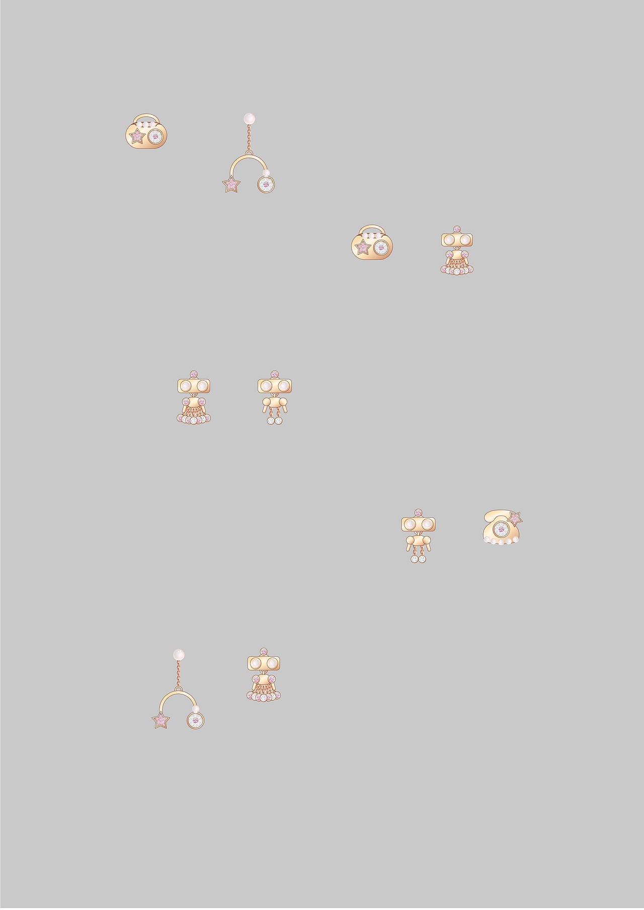 机器人童年怀旧vintage法式中古珠宝首饰设计