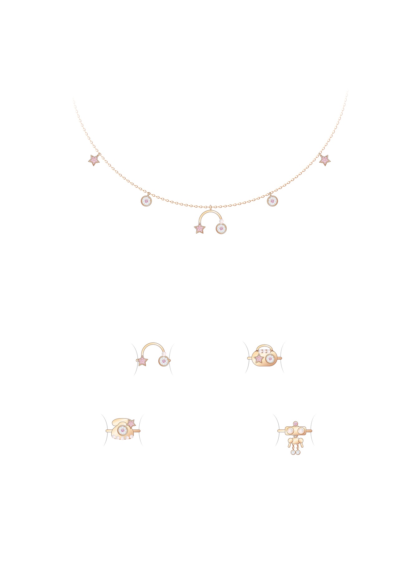 机器人童年怀旧vintage法式中古珠宝首饰设计